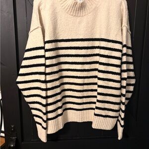 Striped Black and Cream Women's Sweater